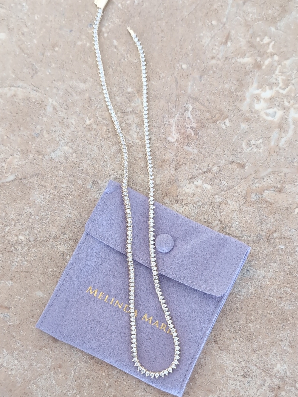 NWT Melinda Maria "Not Your Basic" Tennis Necklace GOLD 3mm